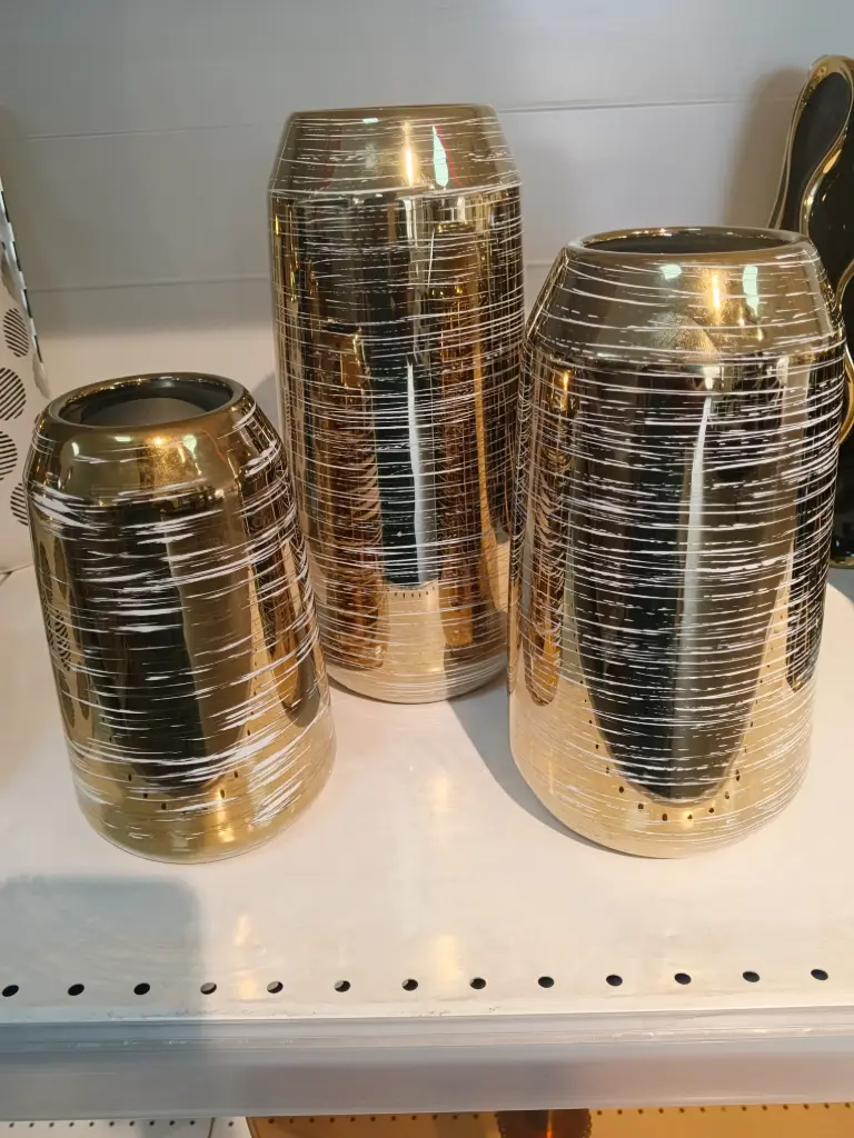 VASE FLEUR DORE REYE 3 PIECES
