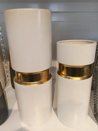 VASE  FLEUR  BLANC DORE 2 PIECES