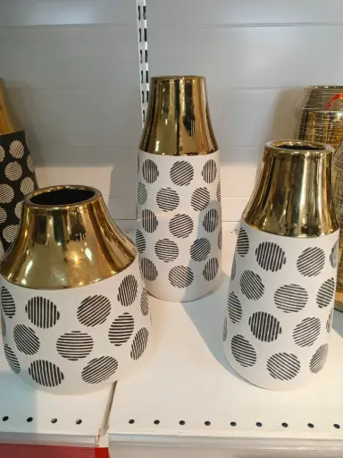 VASE FLEUR  BLANC DORE 3 PIECES